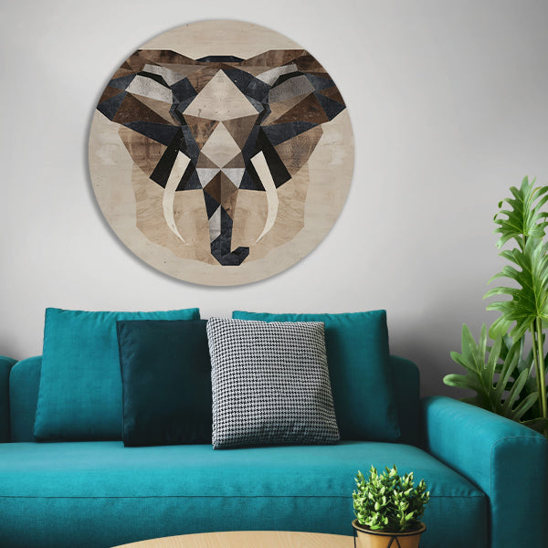 Monochrome Geometrische Olifant Kunstwerk forex muurcirkel