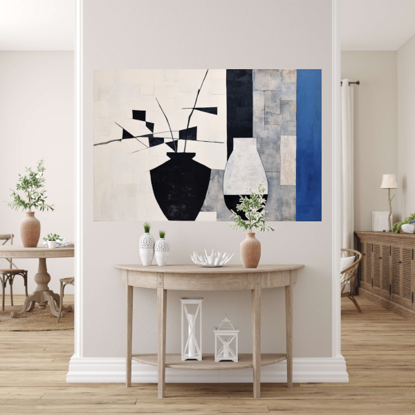 Monochrome Vazen en Dynamische Bloemen poster