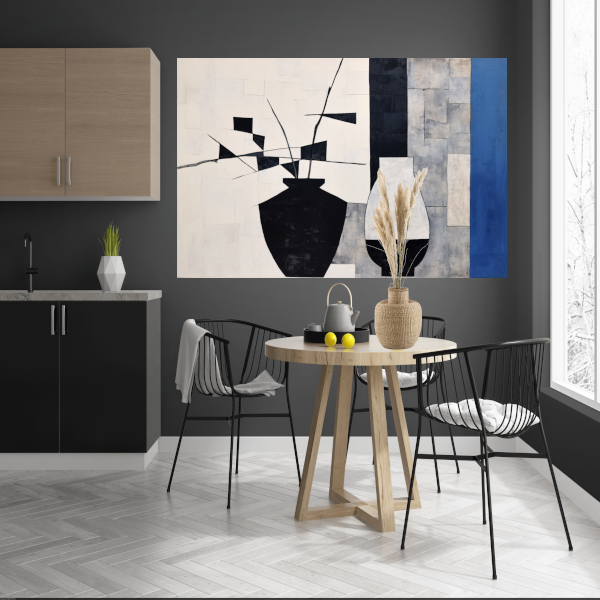 Monochrome Vazen en Dynamische Bloemen poster