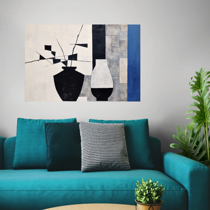 Monochrome Vazen en Dynamische Bloemen poster