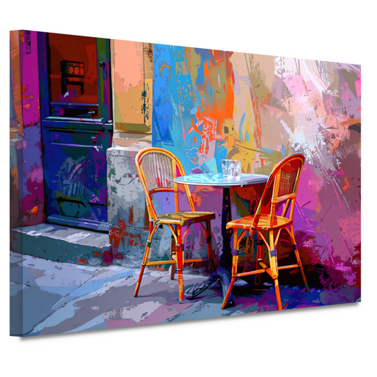 Minimalistisch interieur met twee stoelen en tafel canvas