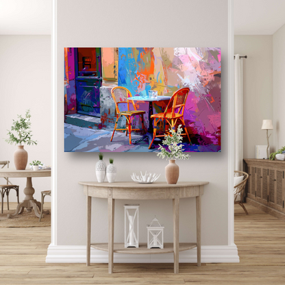 Minimalistisch interieur met twee stoelen en tafel canvas