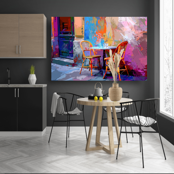 Minimalistisch interieur met twee stoelen en tafel canvas