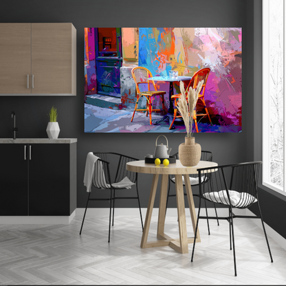 Minimalistisch interieur met twee stoelen en tafel canvas