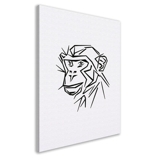 Strakke lijnen aap portret in zwart en wit canvas