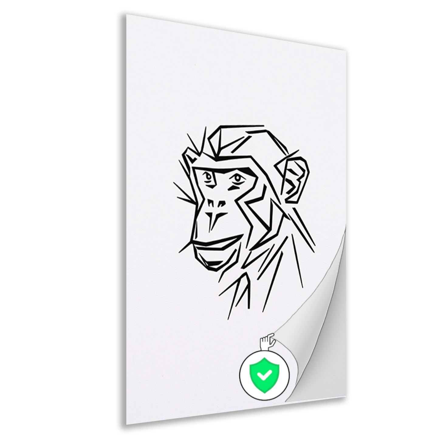 Strakke lijnen aap portret in zwart en wit poster