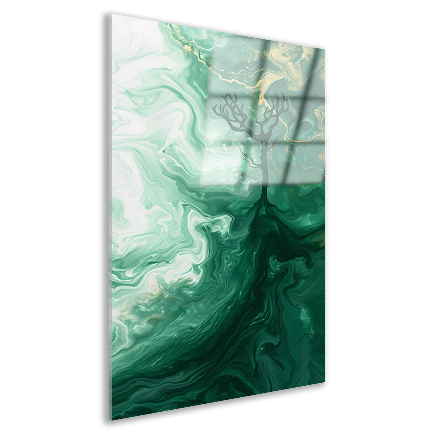 Abstracte boom in groen landschap acrylglas