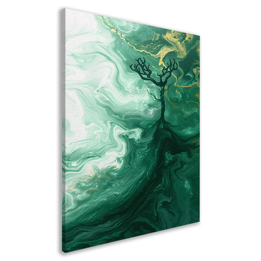 Abstracte boom in groen landschap canvas
