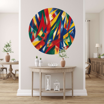 Dans van Primaire Kleuren in Abstractie aluminium muurcirkel