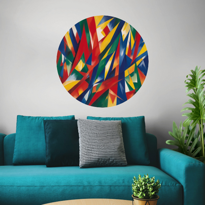 Dans van Primaire Kleuren in Abstractie aluminium muurcirkel