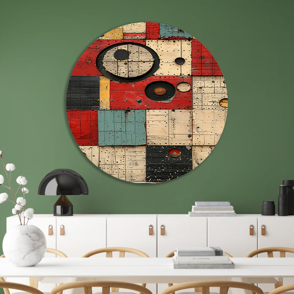 Abstract Kleurrijk Geometrische Houtkunst forex muurcirkel