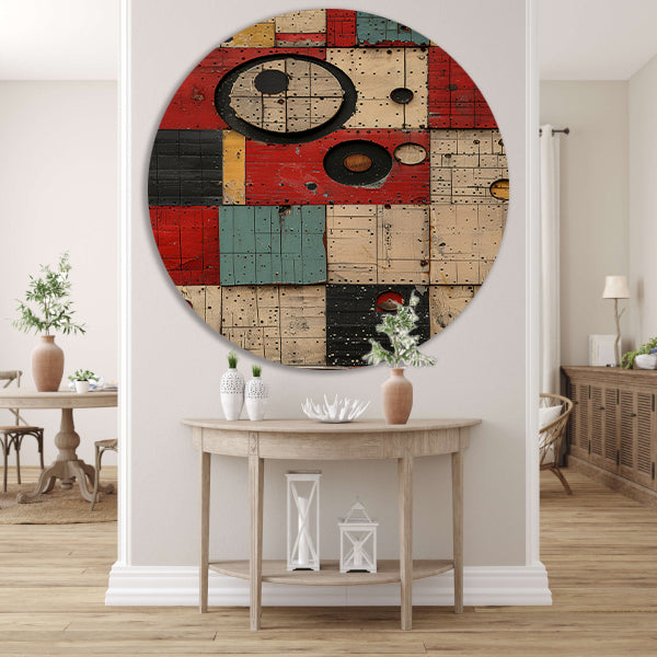 Abstract Kleurrijk Geometrische Houtkunst forex muurcirkel