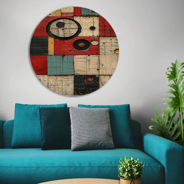 Abstract Kleurrijk Geometrische Houtkunst forex muurcirkel