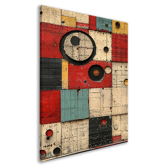 Abstract Kleurrijk Geometrische Houtkunst canvas