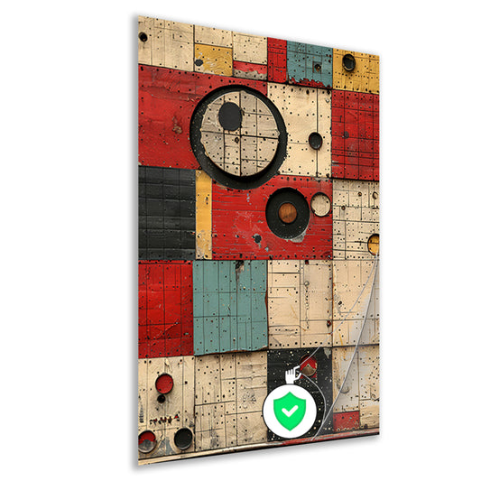 Abstract Kleurrijk Geometrische Houtkunst poster