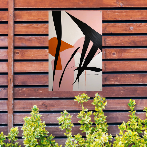 Abstracte Dynamiek in Zwart, Wit en Kleur tuinposter