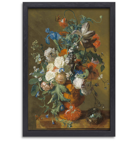 Bloemen in een urn - Jan van Huysum canvas met baklijst