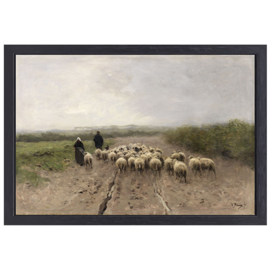 Op weg naar de weide - Anton Mauve canvas met baklijst