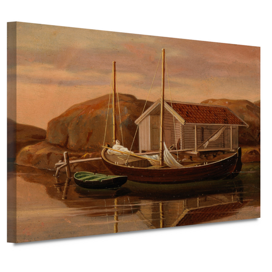 Kade en botenloods - Wilhelm von Wright canvas