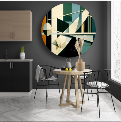 Minimalistische compositie in zwart-wit aluminium muurcirkel
