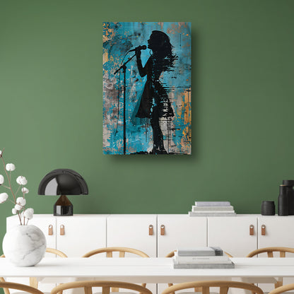Modern Silhouet van een Zangeres op Podium canvas