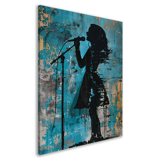 Modern Silhouet van een Zangeres op Podium canvas