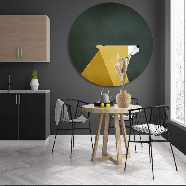 Minimalistische Print van een Geometrische Beer forex muurcirkel