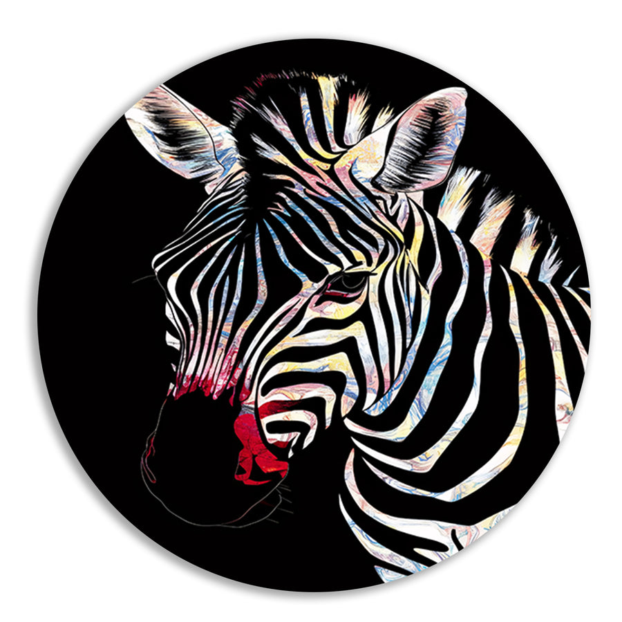 Abstracte Zebra met Kleurrijke Design Elementen aluminium muurcirkel