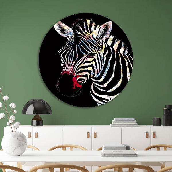 Abstracte Zebra met Kleurrijke Design Elementen forex muurcirkel