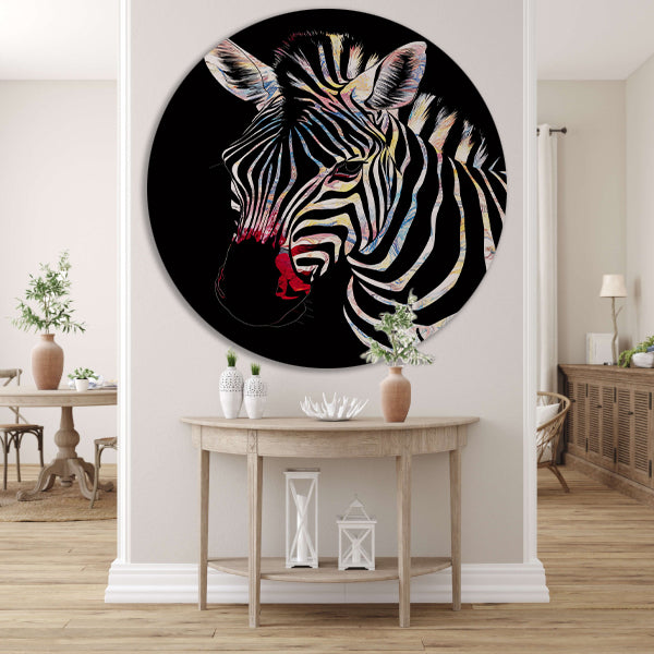 Abstracte Zebra met Kleurrijke Design Elementen forex muurcirkel