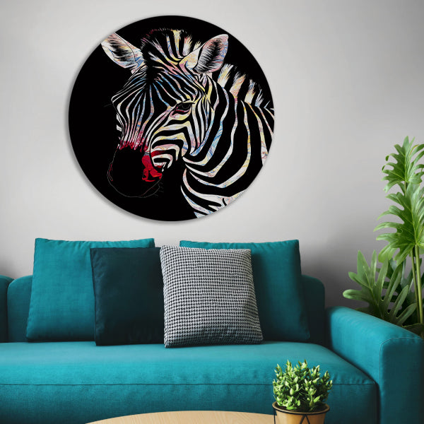 Abstracte Zebra met Kleurrijke Design Elementen forex muurcirkel