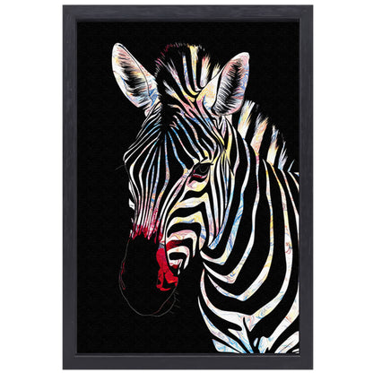 Abstracte Zebra met Kleurrijke Design Elementen canvas met baklijst