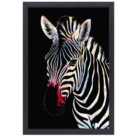 Abstracte Zebra met Kleurrijke Design Elementen canvas met baklijst