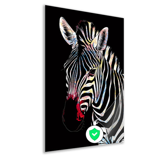 Abstracte Zebra met Kleurrijke Design Elementen poster