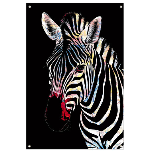 Abstracte Zebra met Kleurrijke Design Elementen tuinposter