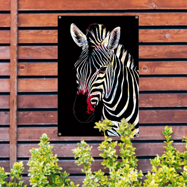 Abstracte Zebra met Kleurrijke Design Elementen tuinposter