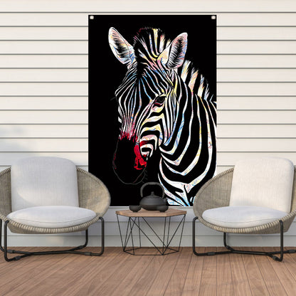 Abstracte Zebra met Kleurrijke Design Elementen tuinposter
