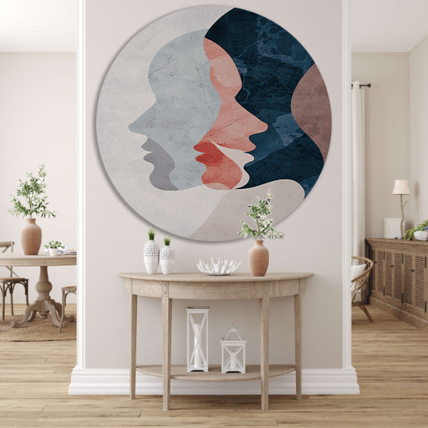 Gezichten in Harmonie - Abstracte Kunst forex muurcirkel
