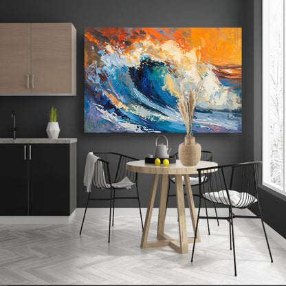 Kleurrijke abstracte schilderij van oceaangolf canvas