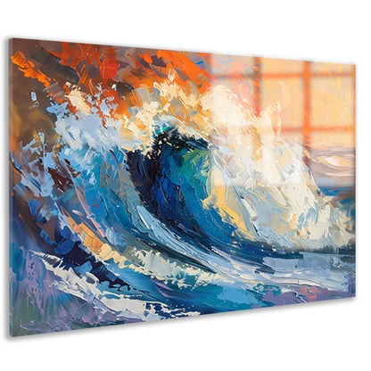 Kleurrijke abstracte schilderij van oceaangolf acrylglas