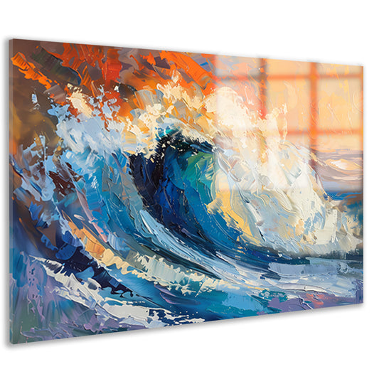 Kleurrijke abstracte schilderij van oceaangolf acrylglas