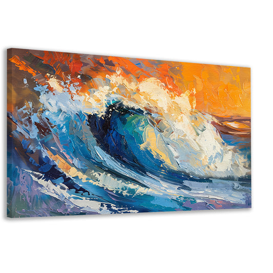 Kleurrijke abstracte schilderij van oceaangolf canvas