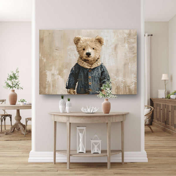 Beer in trui tegen vintage achtergrond   acrylglas