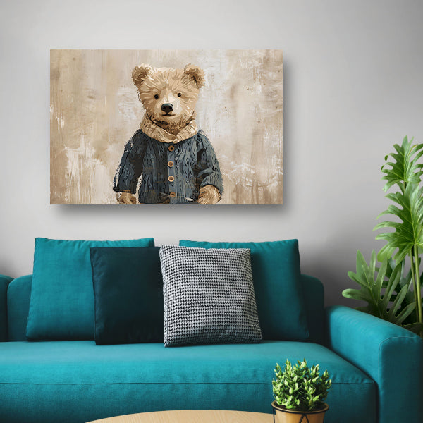 Beer in trui tegen vintage achtergrond   acrylglas