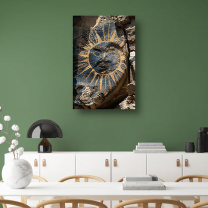 Abstract zonnegelaat met symbolen canvas met baklijst