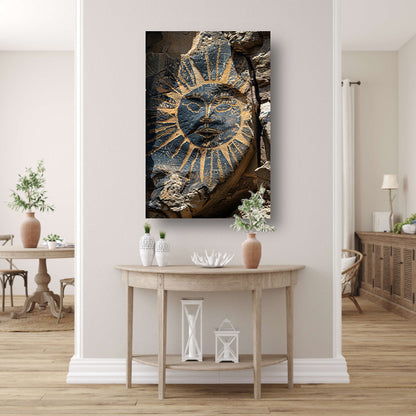 Abstract zonnegelaat met symbolen canvas met baklijst