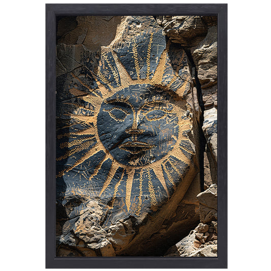 Abstract zonnegelaat met symbolen canvas met baklijst