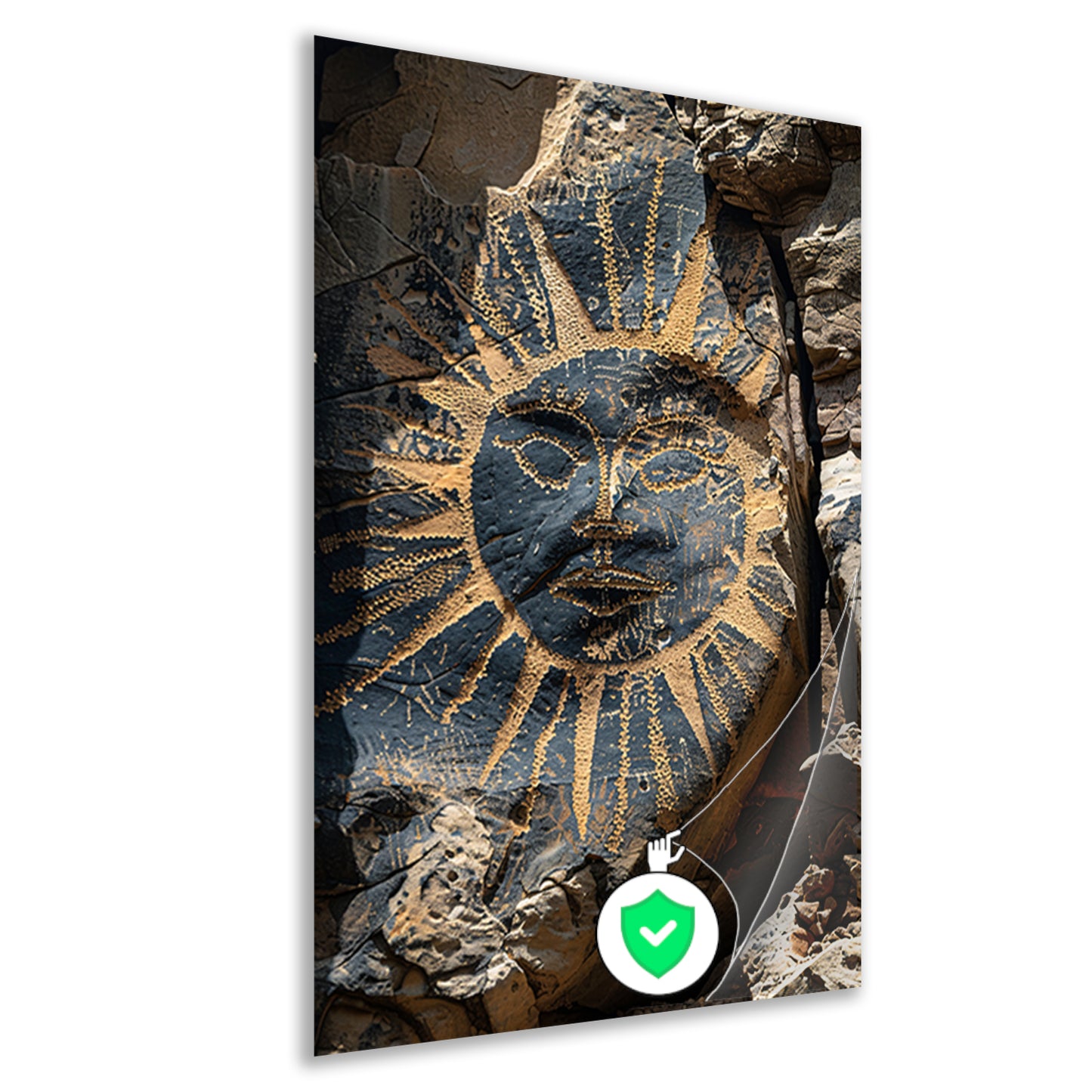 Abstract zonnegelaat met symbolen poster