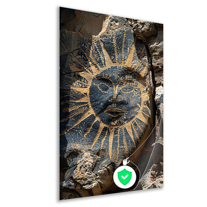 Abstract zonnegelaat met symbolen poster