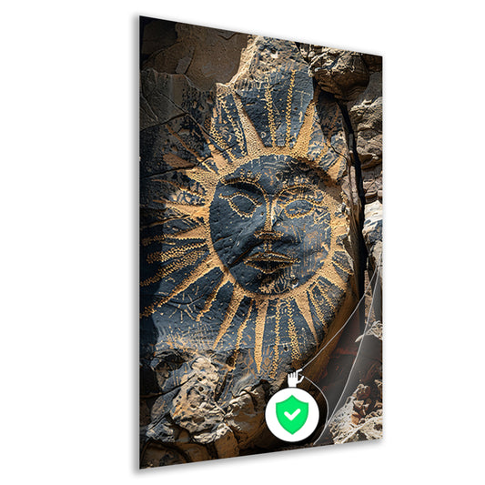 Abstract zonnegelaat met symbolen poster